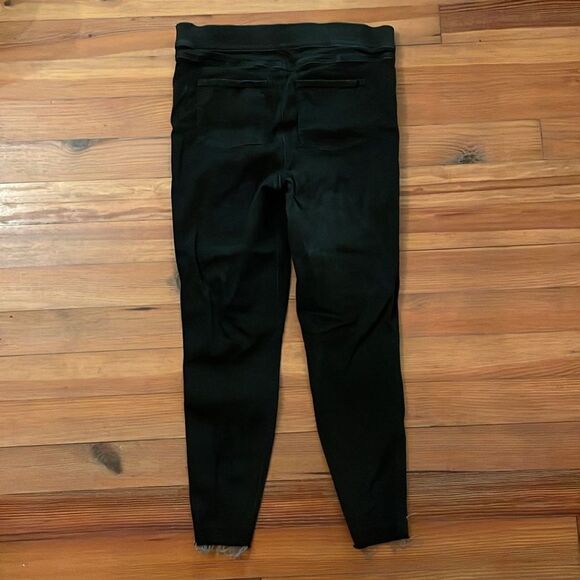 Spanx Black Distressed Pull On Ankle Skinny Jeans Womens Size XL Raw Hem - Picture 4 of 12